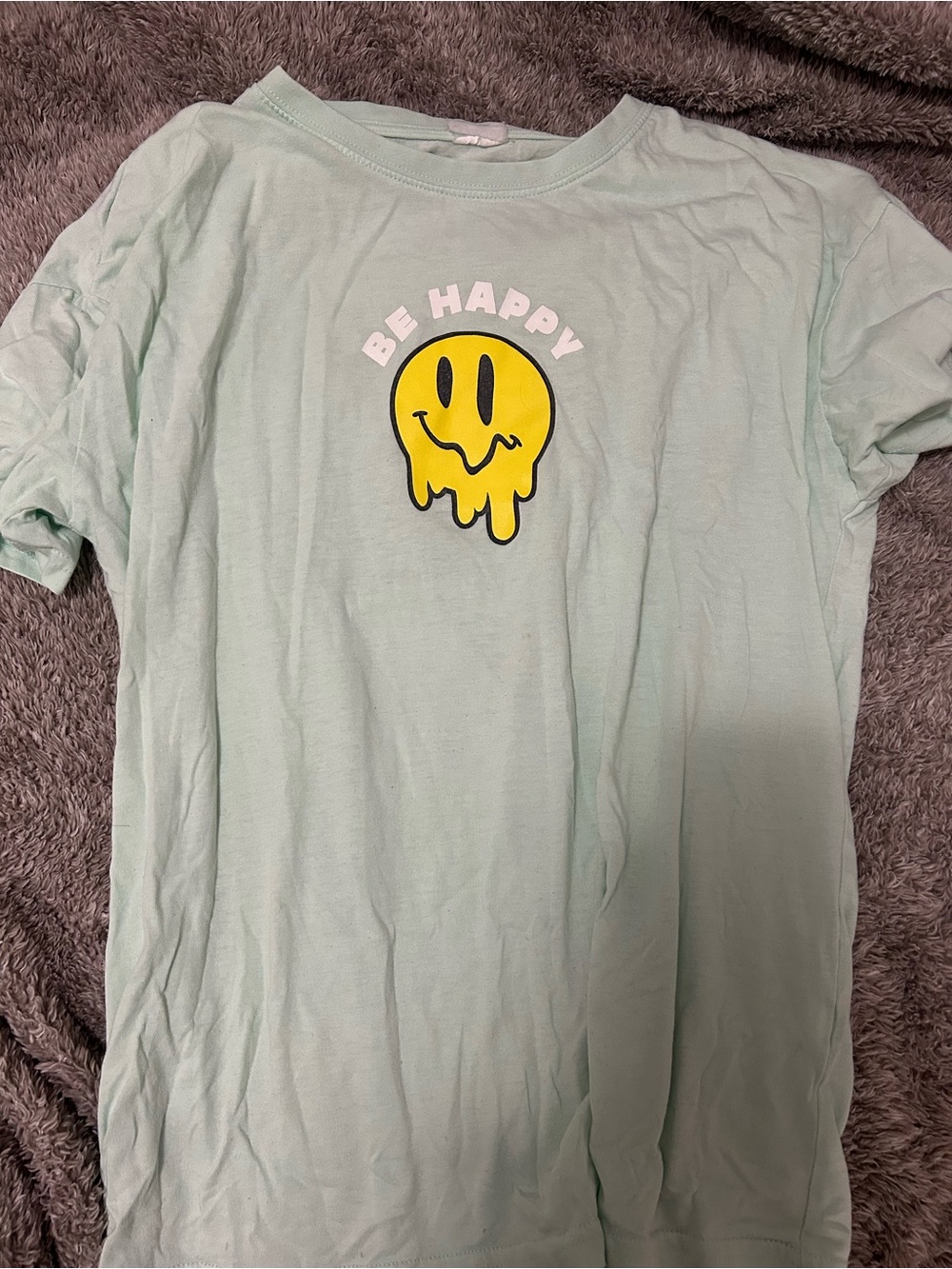 Be Happy Mint Graphic Tee for Kids